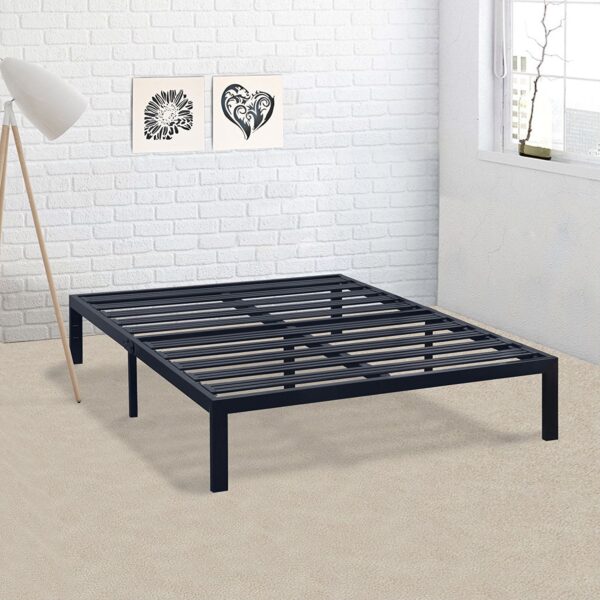 California King Metal Platform Bed Frame with Heavy Duty Slats - Image 2