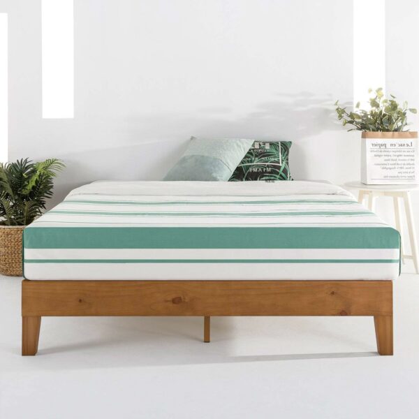 Queen size Mid-Century Modern Solid Wood Platform Bed Frame in Natural - Image 2