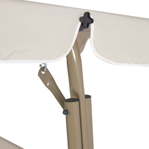 Outdoor Porch Swing Patio Deck Glider with Canopy in Beige - Image 4