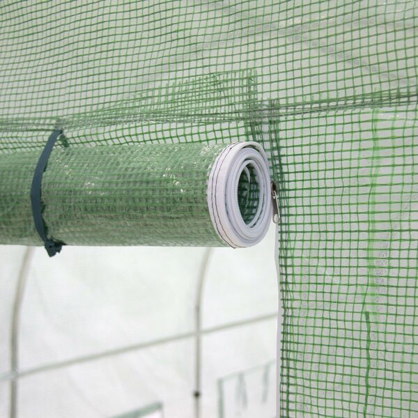 Outdoor 7 x 15 Ft Hoop House Greenhouse with Steel Frame and Green PE Cover - Image 3