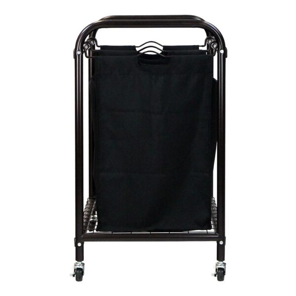Bronze Laundry Hamper Cart with 2 Black Sorter Bags - Image 4
