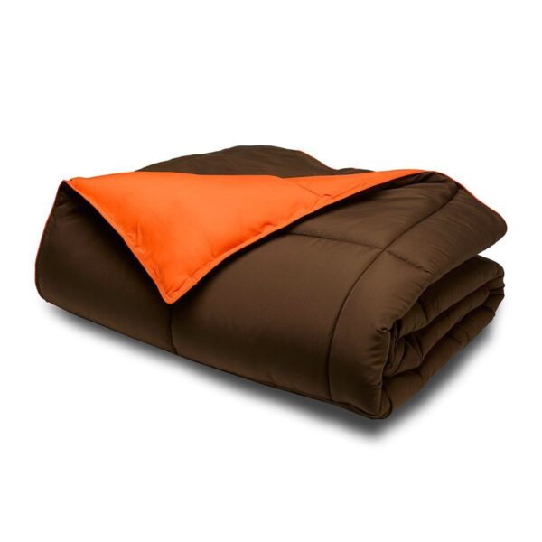 Twin/Twin XL size 2-Piece Brown Orange Microfiber Comforter Set with 1 Shams - Image 2