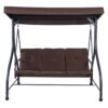 Brown Adjustable 3 Seat Cushioned Porch Patio Canopy Swing Chair - Image 2