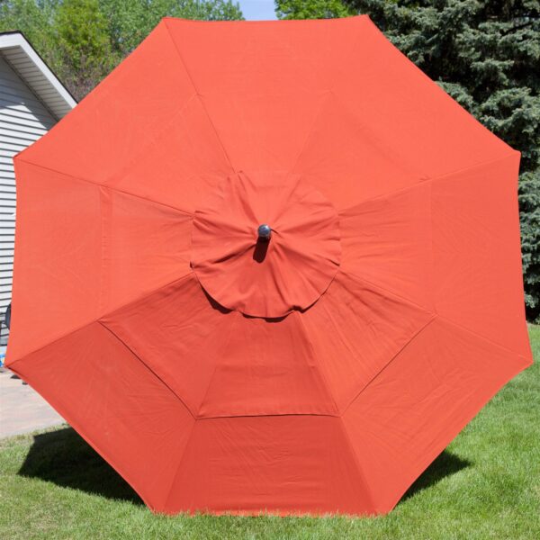 11-Ft Patio Umbrella with Brick Red Canopy and Metal Pole - Image 2