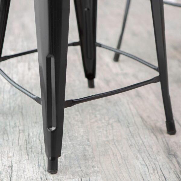 Set of 2 - Modern 24-inch Black Metal Bar Stools - Image 3