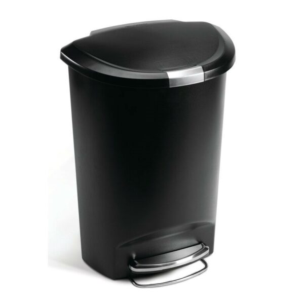 Black 13-Gallon Kitchen Trash Can with Foot Pedal Step Lid - Image 2