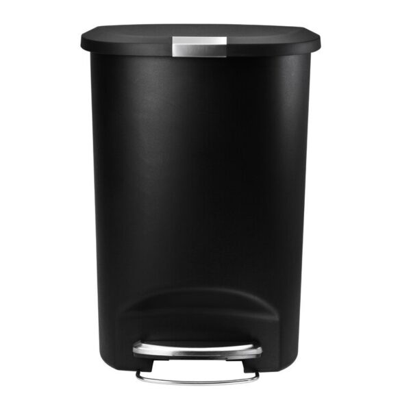 Black 13-Gallon Kitchen Trash Can with Foot Pedal Step Lid - Image 3