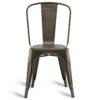 Set of 4 Stacking Metal Bistro Dining Chairs in Copper Finish with Wide Seat - Image 4