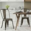 Set of 4 Stacking Metal Bistro Dining Chairs in Copper Finish with Wide Seat - Image 5