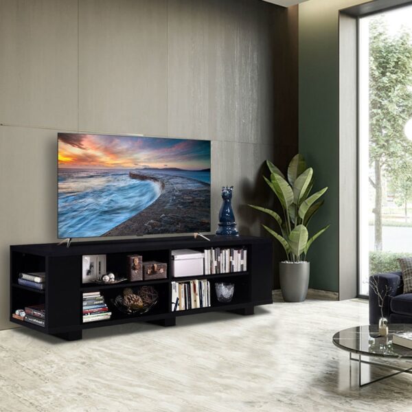 Modern Entertainment Center in Black Wood Finish - Holds up to 60-inch TV - Image 3