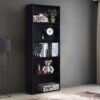 Modern 5-Shelf Bookcase Storage Shelves in Black Wood Finish - Image 2