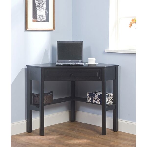 Corner Computer Desk in Black Wood - Image 2
