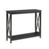 Black Wood Console Sofa Table with Bottom Storage Shelf - Image 2