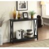 Black Wood Console Sofa Table with Bottom Storage Shelf - Image 3