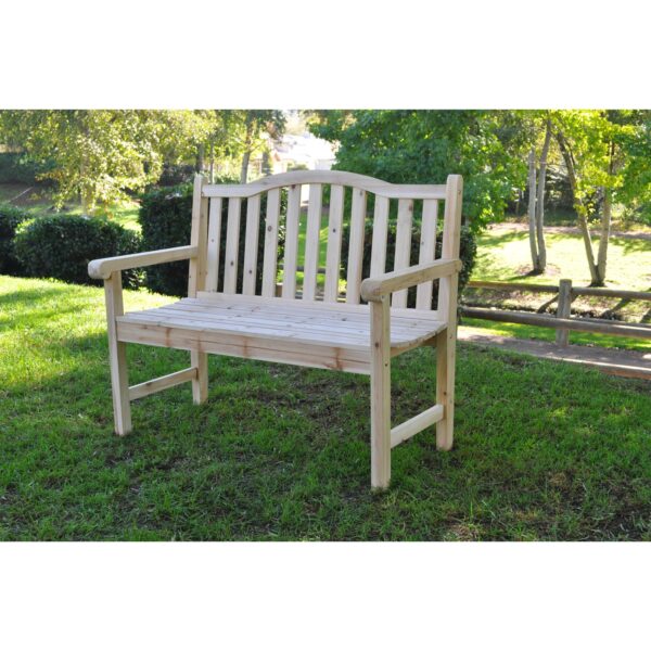 Outdoor Cedar Wood Garden Bench in Natural with 475lbs. Weight Limit - Image 3