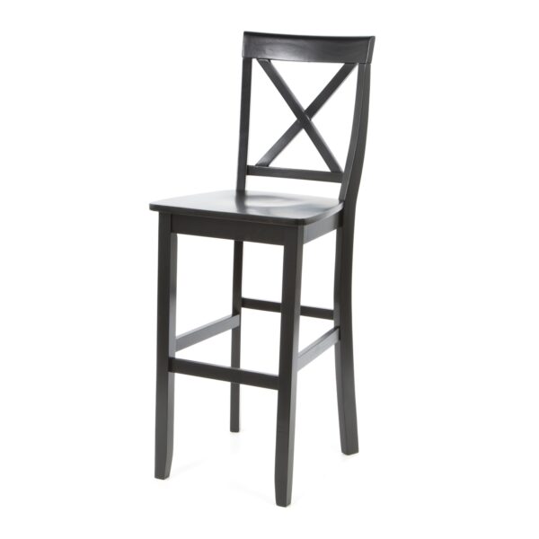Set of 2 - X-Back Solid Wood 30-inch Barstools in Black Finish - Image 2