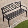 4-Ft Metal Garden Bench with Bronze Highlights over Antique Black Finish - Image 2