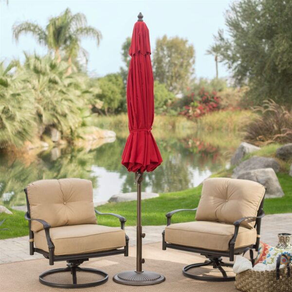 Outdoor 9-Ft Tilt Patio Umbrella with Antique Bronze Pole and Red Canopy - Image 3