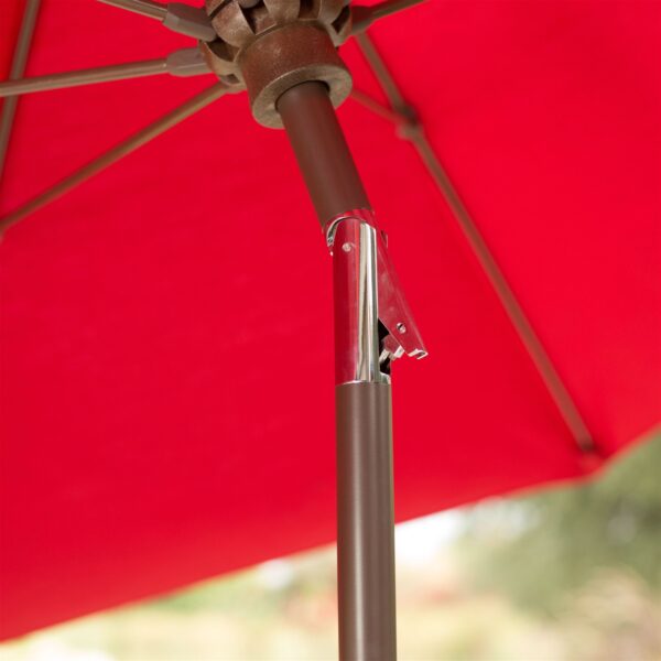 Outdoor 9-Ft Tilt Patio Umbrella with Antique Bronze Pole and Red Canopy - Image 4