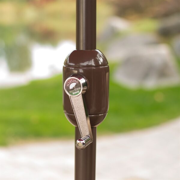 Outdoor 9-Ft Tilt Patio Umbrella with Antique Bronze Pole and Red Canopy - Image 5