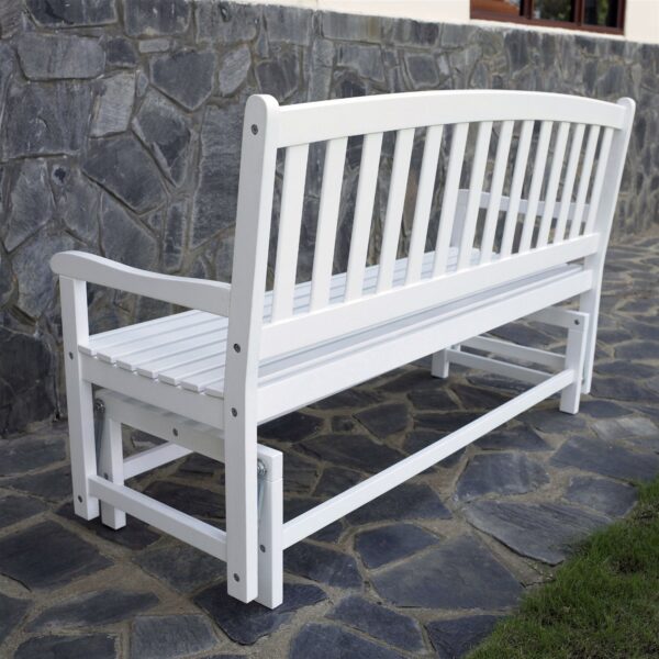 4-Ft Outdoor Patio Glider Chair Loveseat Bench in White Wood Finish - Image 3