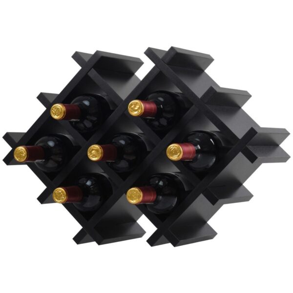 Black 5 Piece Wall Mounted Wine Rack Set with Storage Shelves - Image 4