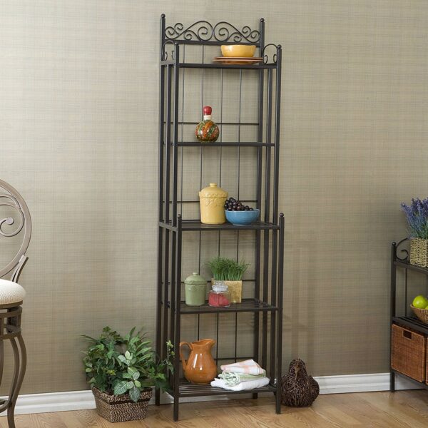Narrow Wrought Iron Bakers Rack with 5 Shelves - Image 5