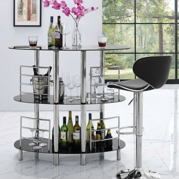 Sturdy Modern Home Bar with Glass Top - Image 2