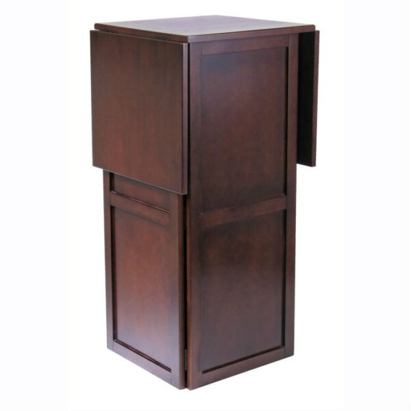 9 Bottle Walnut Wine Bottle Rack Mini Bar Expandable Counter - Image 2