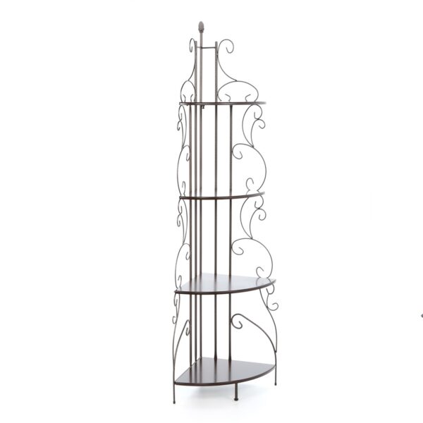 Ornate 4-Tier Metal Corner Bakers Rack Kitchen Dining Shelf - Image 3
