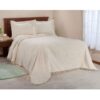Queen size Natural Off-White Beige Cotton Chenille Bedspread with Fringe Edge - Image 2