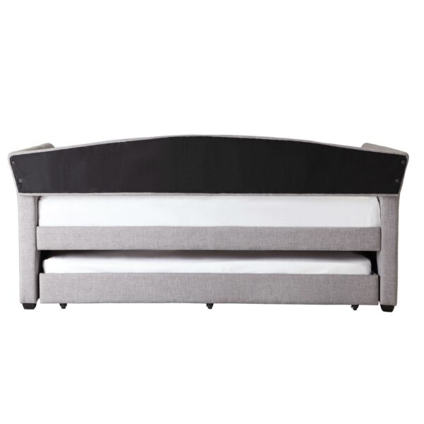 Twin size Grey Upholstered Daybed with Roll-out Trundle Guest Bed - Image 5