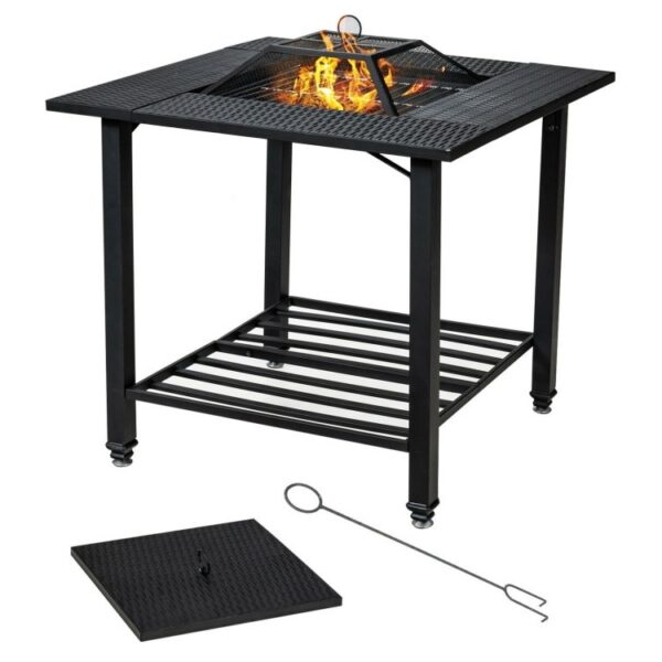 4 in 1 Square Fire Pit, Grill Cooking BBQ Grate, Ice Bucket, Dining Table - Image 2