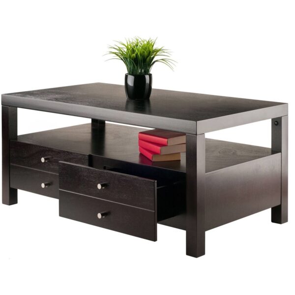 Modern Espresso 2 Drawer Coffee Table - Image 3