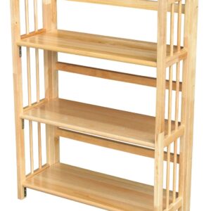 3-Shelf Folding Bookcase Storage Shelves in Natural Wood Finish