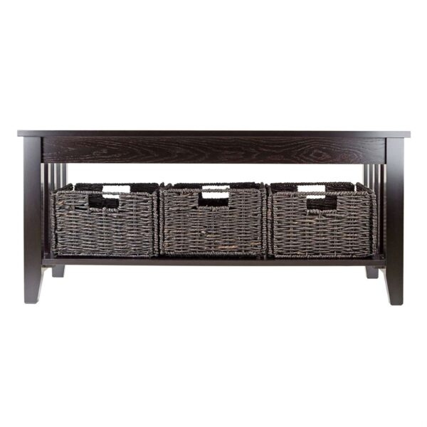 Espresso 2 Tier Coffee Occasional Table with 3 Storage Baskets - Image 2