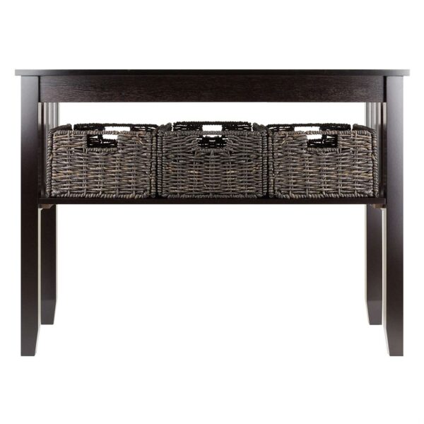 Espresso 2 Tier Entryway Hall Console Table with 3 Storage Baskets - Image 2