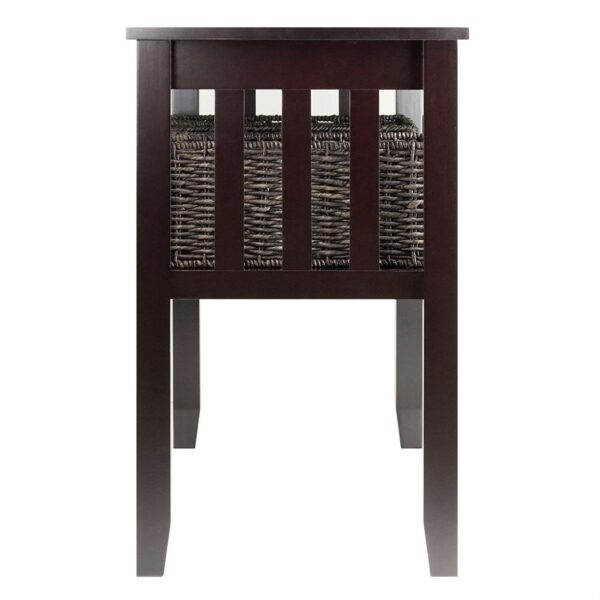 Espresso 2 Tier Entryway Hall Console Table with 3 Storage Baskets - Image 3