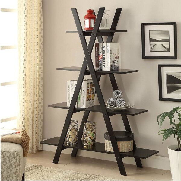 Modern A-Frame 4-Shelf Bookcase Bookshelf Display Shelves - Image 3
