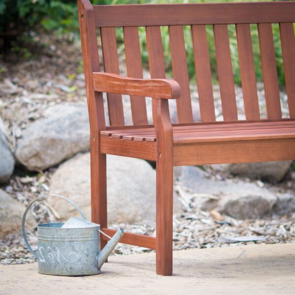 4-Ft Outdoor Love-seat Garden Bench in Natural Wood Finish - Image 2