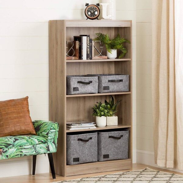 4-Shelf Bookcase in Natural Oak Finish - Image 2