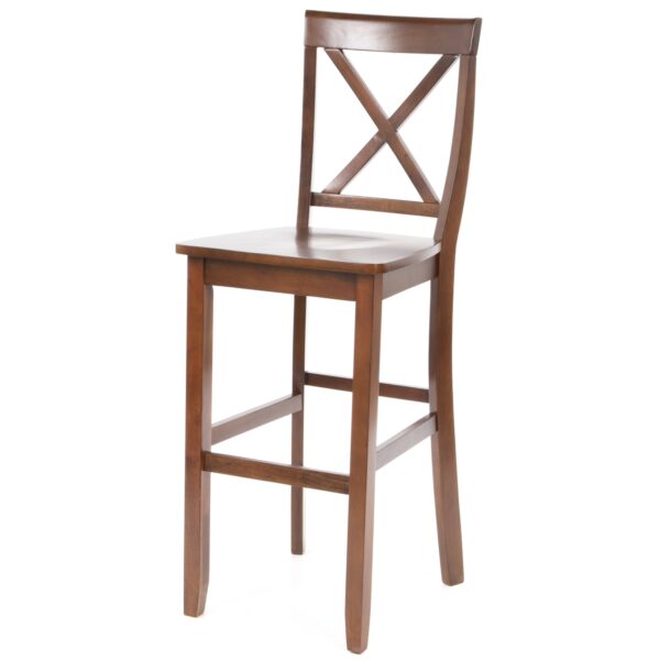 Set of 2 - X-Back 30-inch Solid Wood Barstool in Mahogany Finish - Image 2