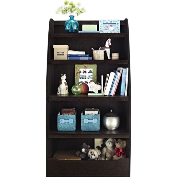 Kids 4-Shelf Bookcase in Espresso Wood Finish Childs Bedroom - Image 2