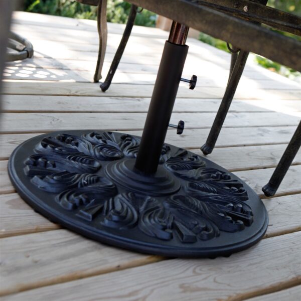 Navy Blue 11-Ft Patio Umbrella with Antique Bronze Pole and Base - Image 3