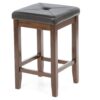 Set of 2 - Vintage Mahogany Bar Stools with Faux Leather Cushion Seat - Image 4