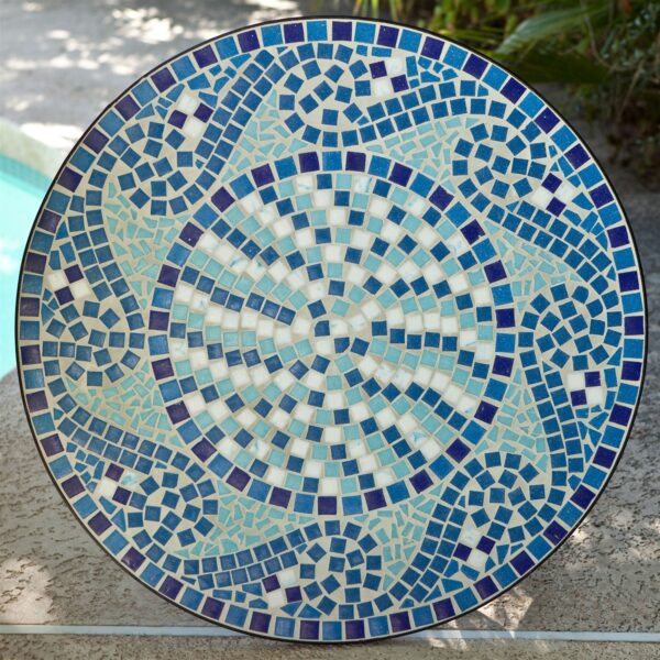 Outdoor 3-Piece Aqua Blue Mosaic Tiles Patio Furniture Bistro Set - Image 3