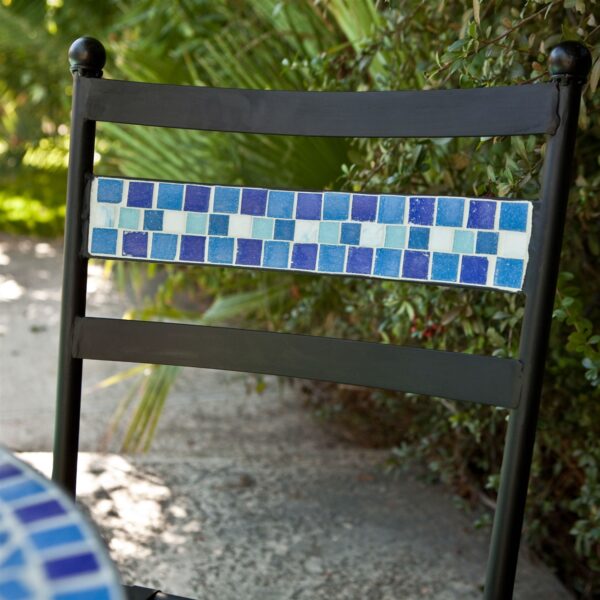Outdoor 3-Piece Aqua Blue Mosaic Tiles Patio Furniture Bistro Set - Image 4