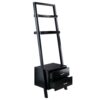 Modern Black 2 Drawer Entryway Shelf Leaning Ladder Bookshelf Bookcase - Image 3