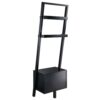 Modern Black 2 Drawer Entryway Shelf Leaning Ladder Bookshelf Bookcase - Image 5