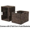 Walnut 3 Piece Cabinet Cupboard Storage with 2 Foldable Baskets - Image 3